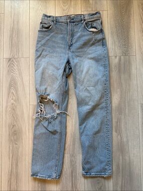 Abercrombie & Fitch Light Blue Distressed Straight-Leg Jeans